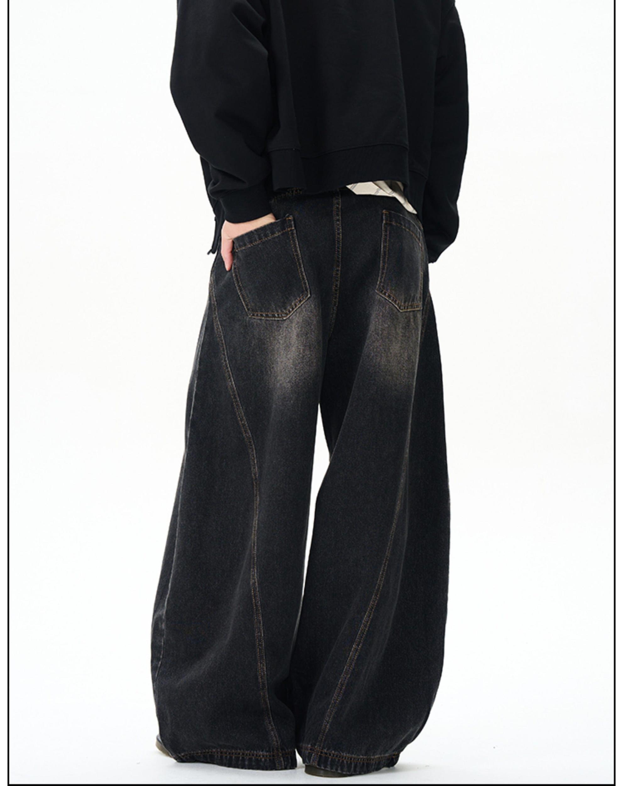 RT No. 12136 WASHED BAGGY JEANS Unisex Product Image