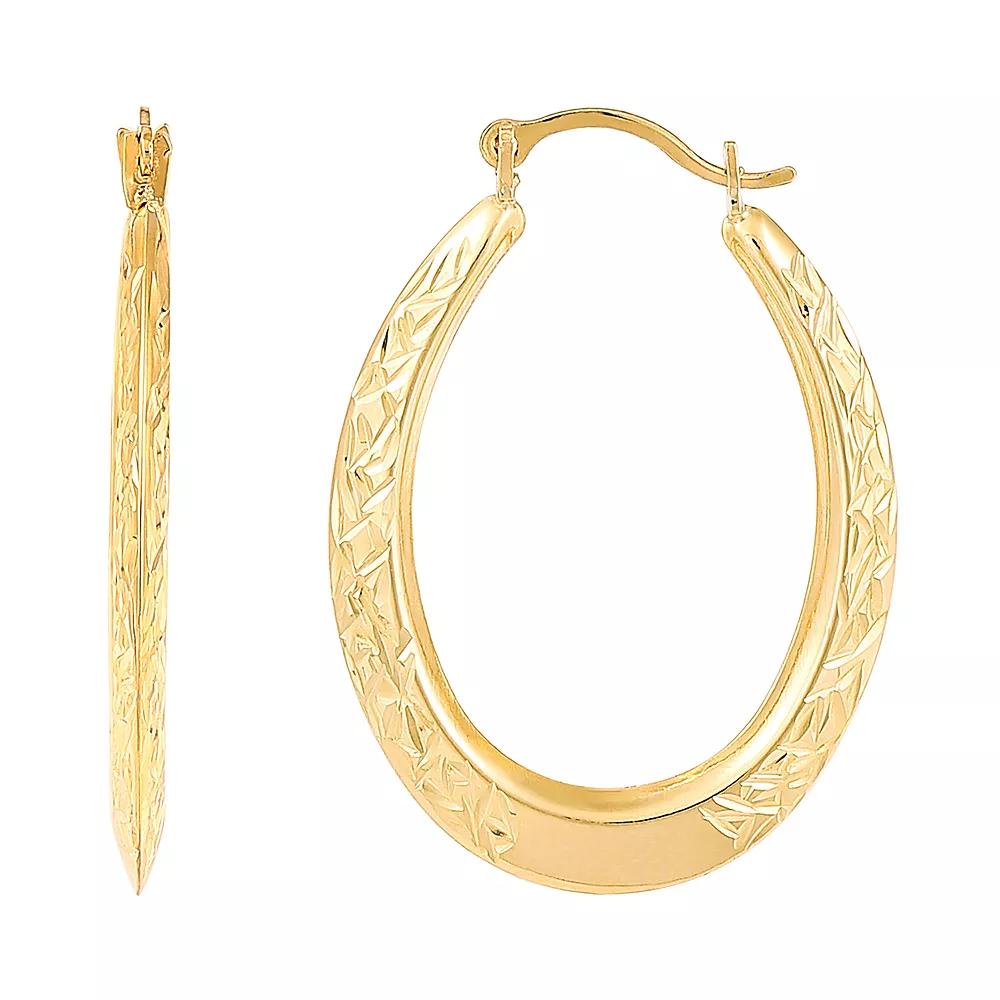 Everlasting Gold 10k Gold Oval Hoop Earrings, Women's Product Image