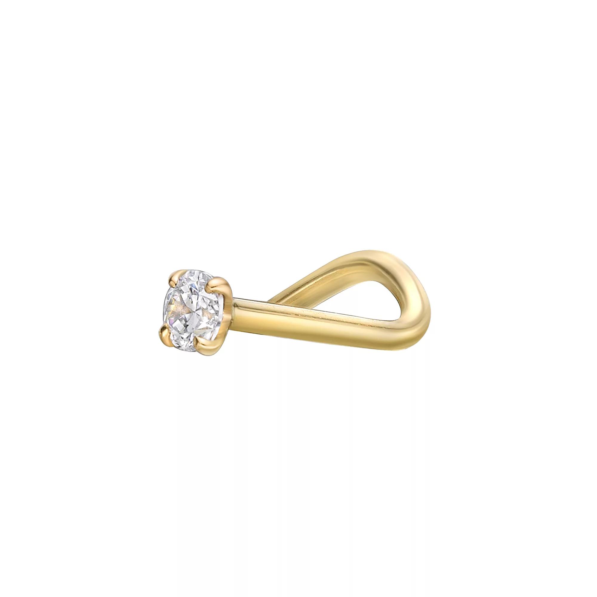 Lila Moon 14k Gold 2 mm Cubic Zirconia Curved Nose Stud, Women's Product Image
