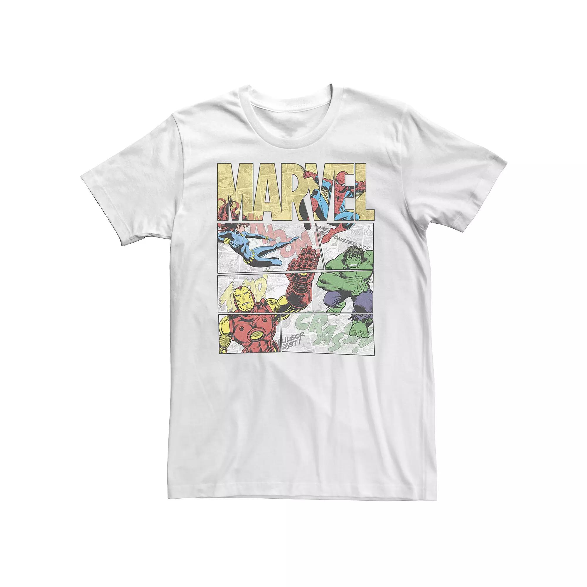 Big & Tall Marvel Retro Avengers Comic Panel Build-Up Tee, Men's,  Product Image