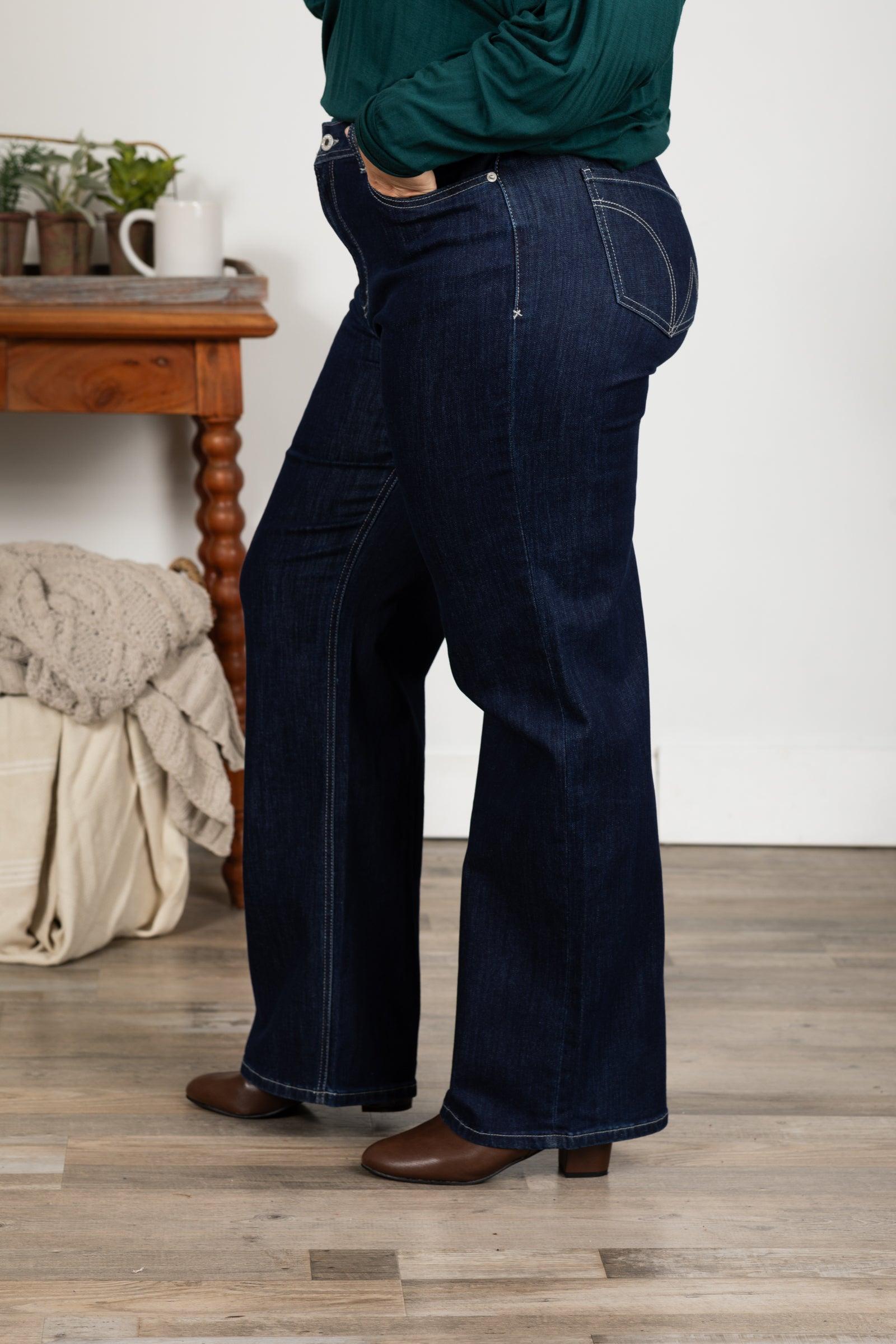 Mica Dark Wash High Rise Straight Leg Jeans Product Image