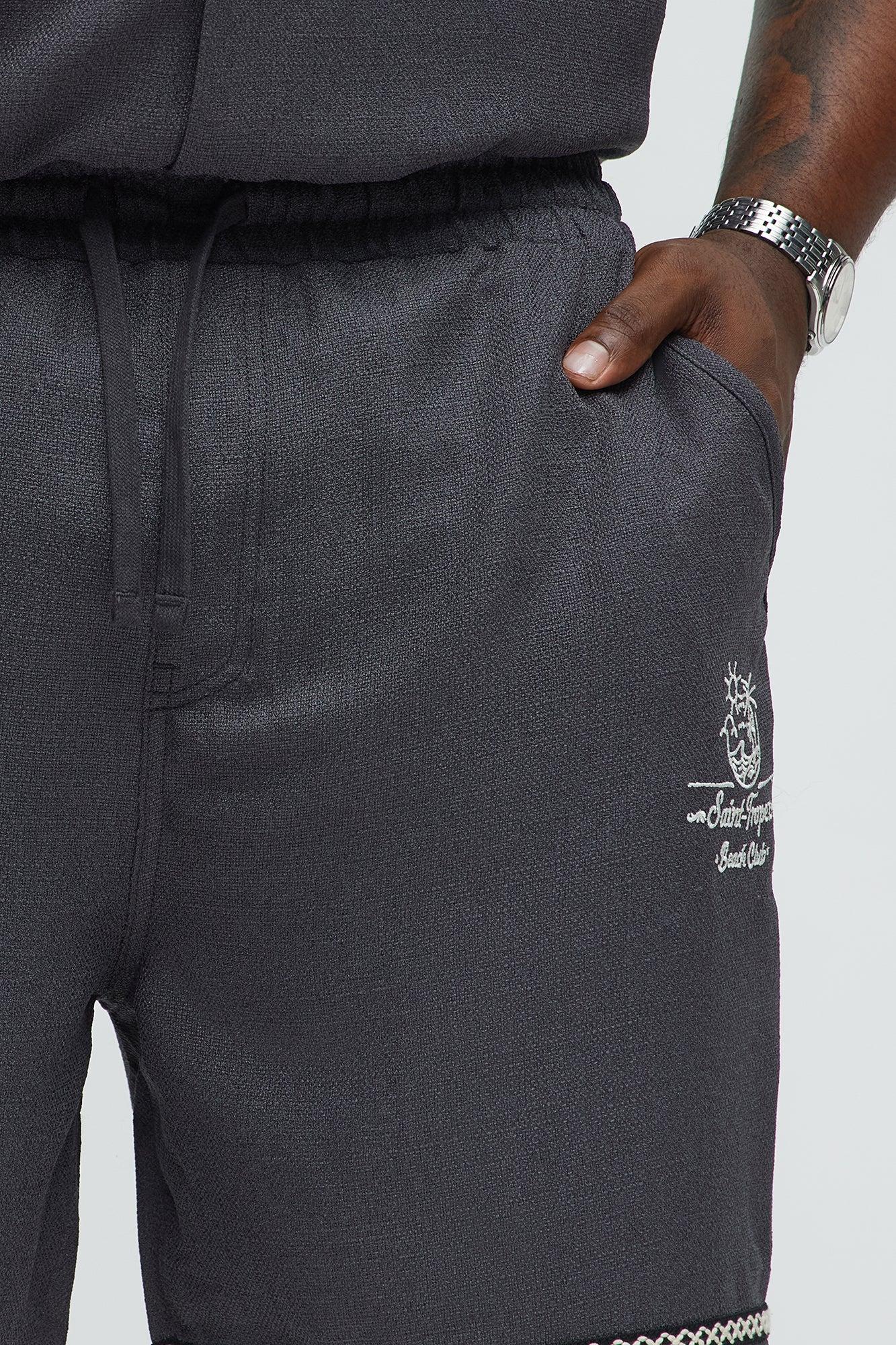 Saint Tropez Beach Club Linen Like Relaxed Short - Black Product Image