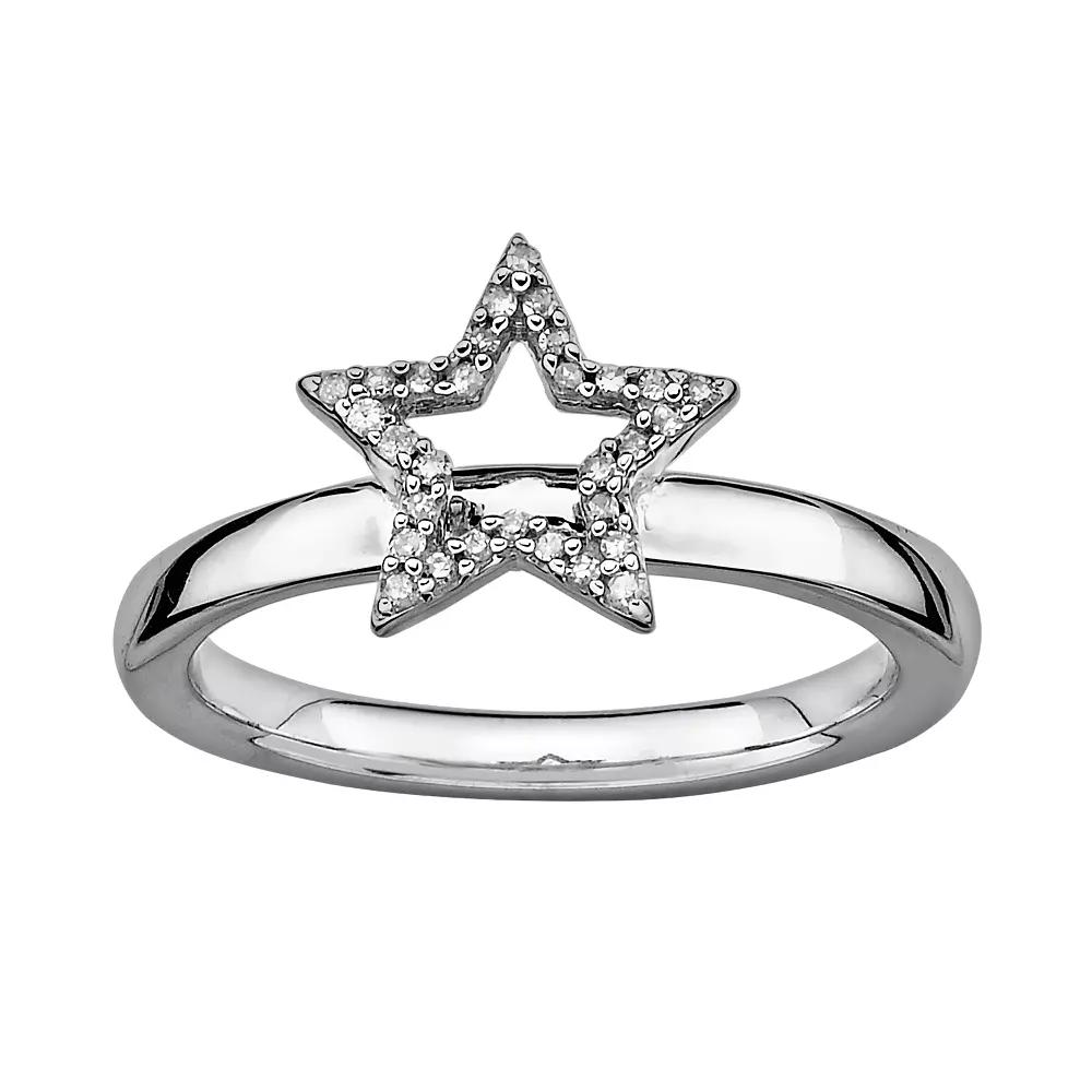Stacks & Stones Sterling Silver 1/10-ct. T.W. Diamond Star Stack Ring, Women's, Size: 8 Product Image