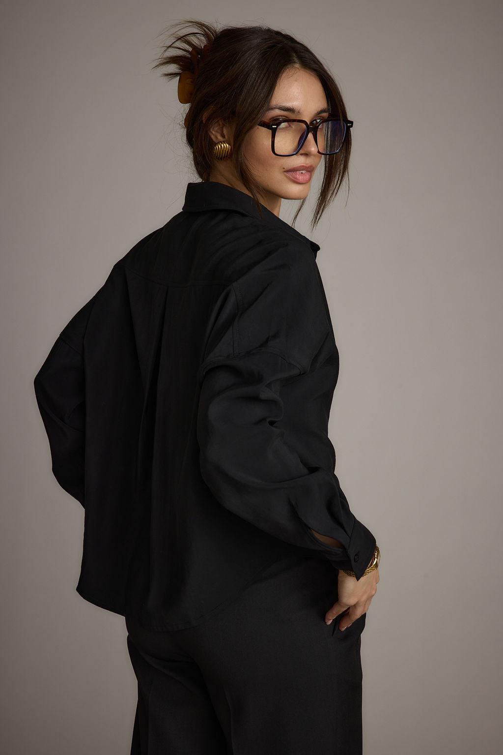 Gisele Black Poplin Button Down Product Image