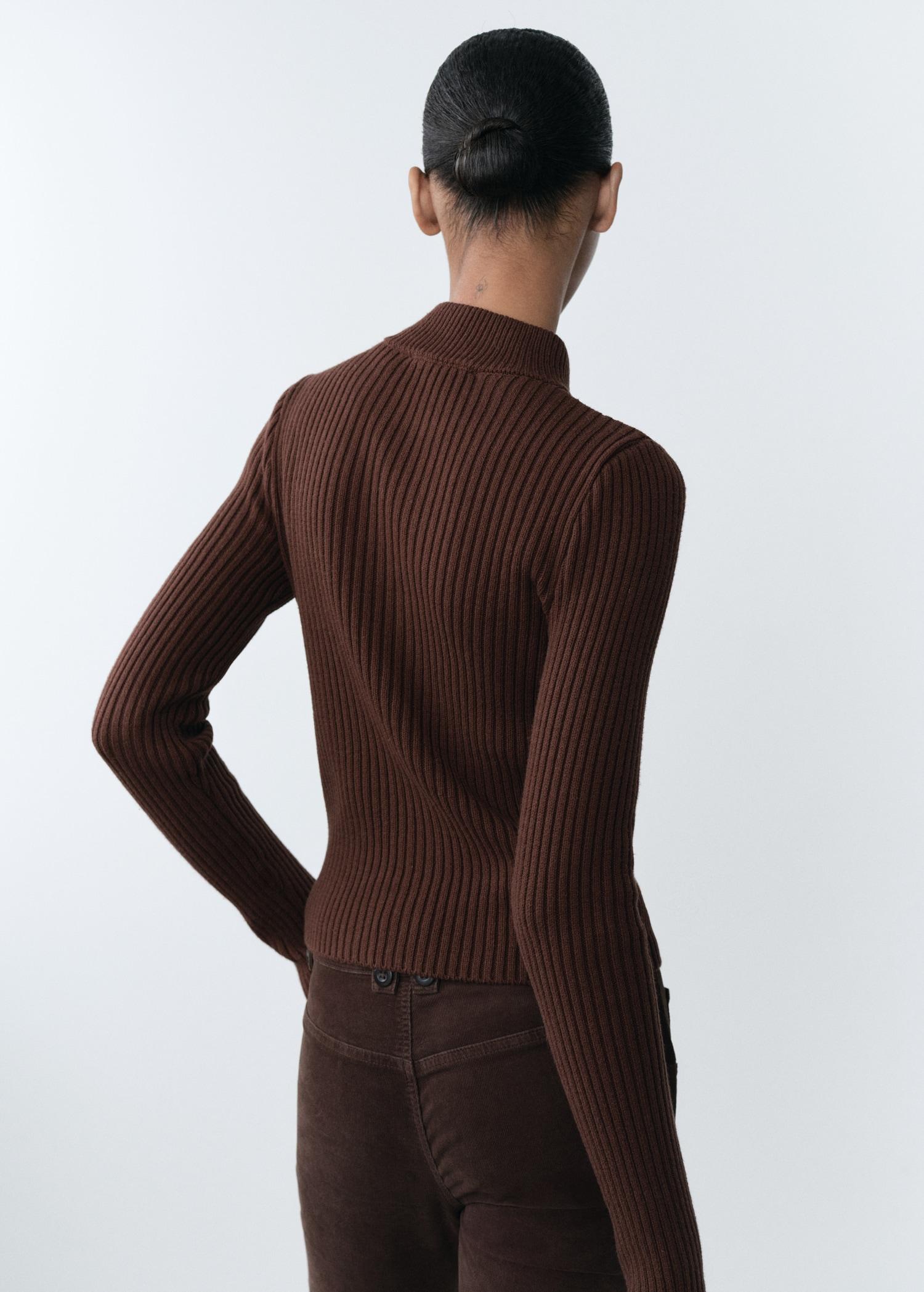 Ribbed cardigan with contrasting panel - Women | MANGO USA Product Image