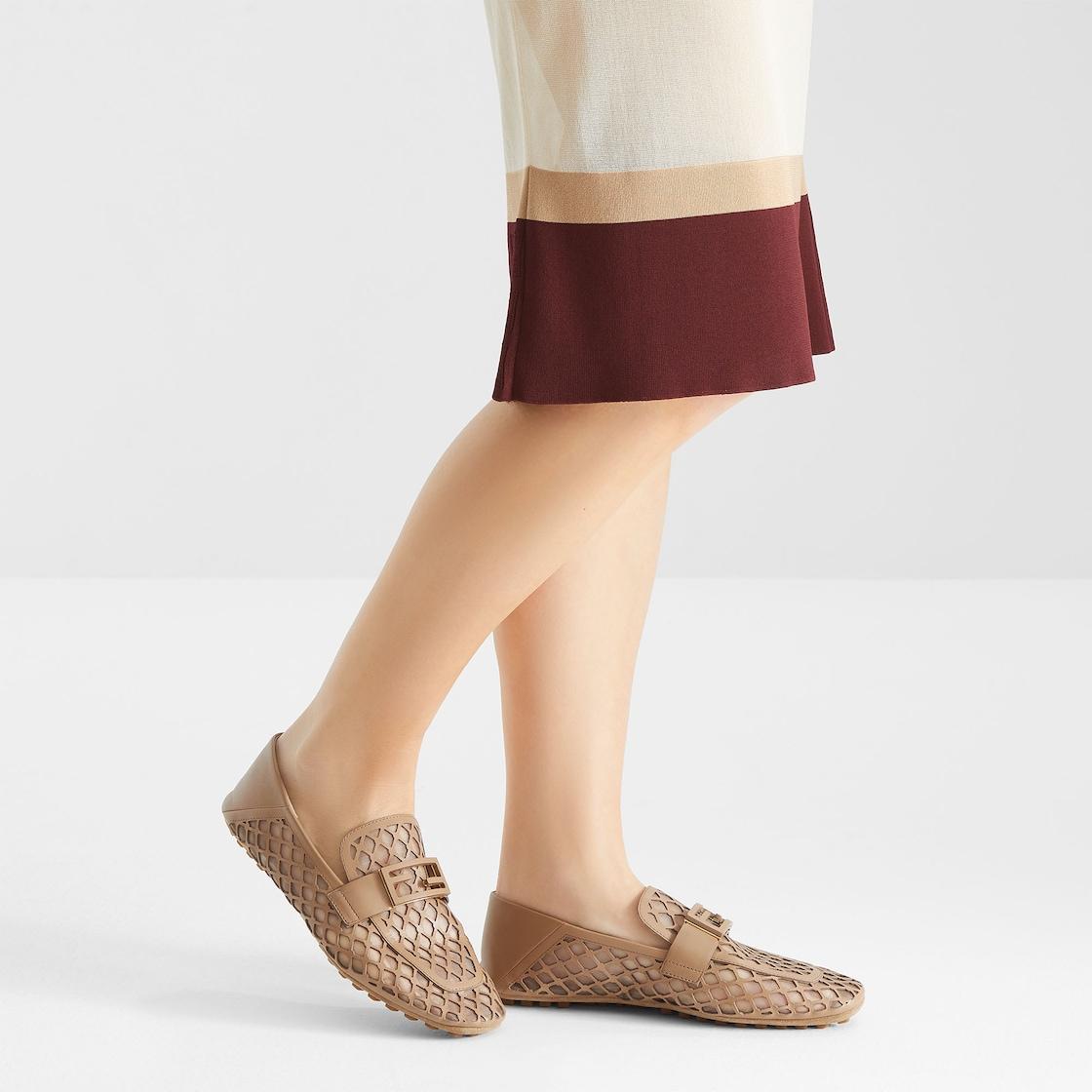 BaguetteBeige perforated leather loafers Product Image