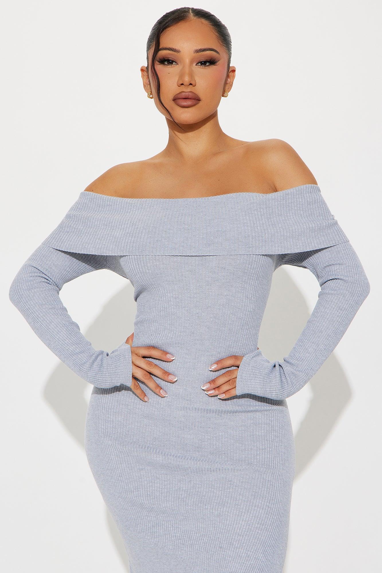Sweater Weather Maxi Dress - Heather Grey Product Image