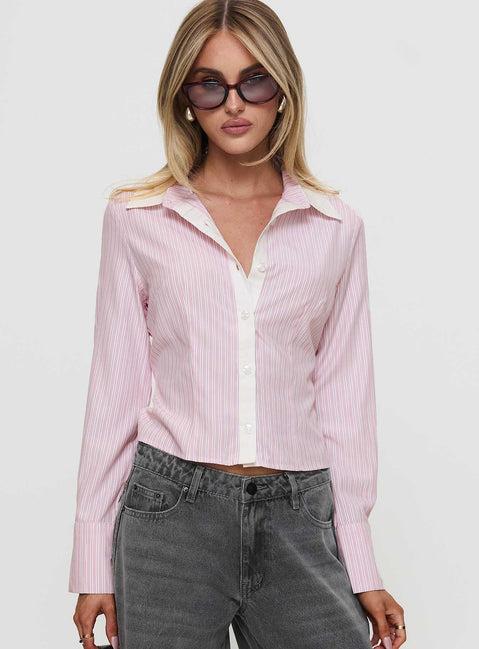 Lyndel Long Sleeve Top Pink Stripe Product Image