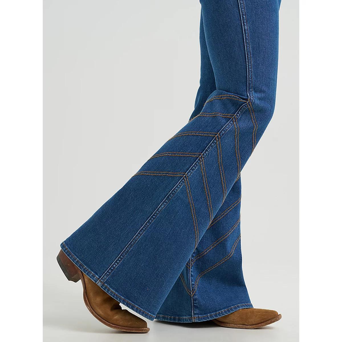 Women's High Rise Stitch Flare Jean in Carolina Product Image
