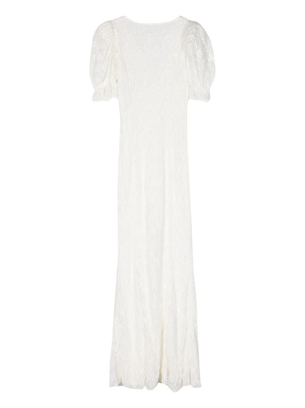puffy-sleeve lace maxi dress Product Image