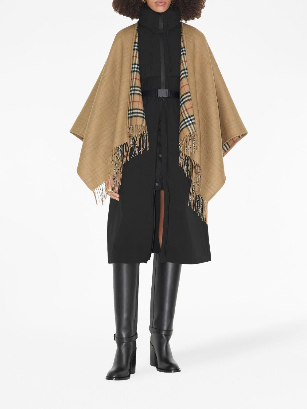 check-pattern reversible wool cape Product Image
