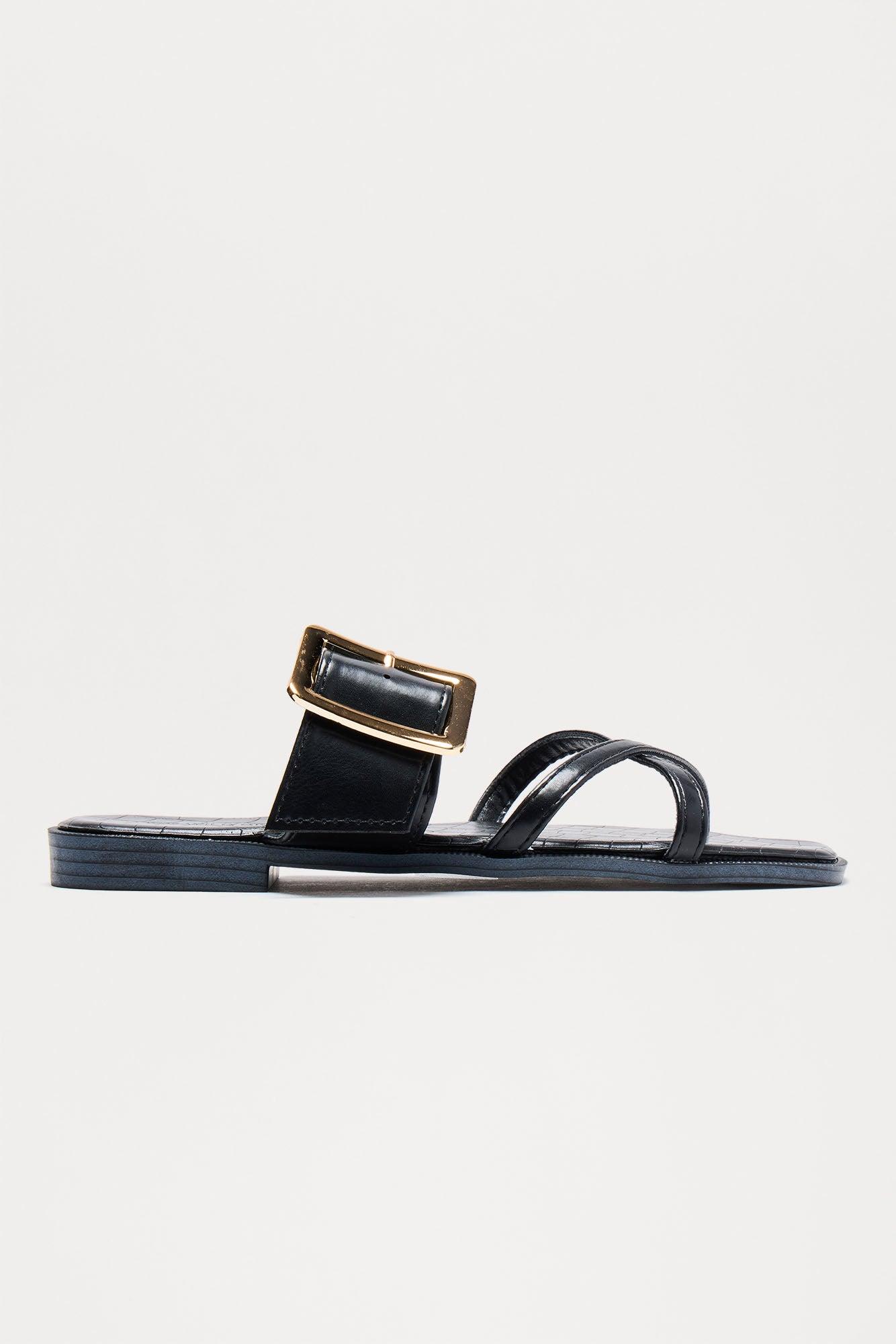 Marshy Buckle Slip On Sandals - Black Female Product Image