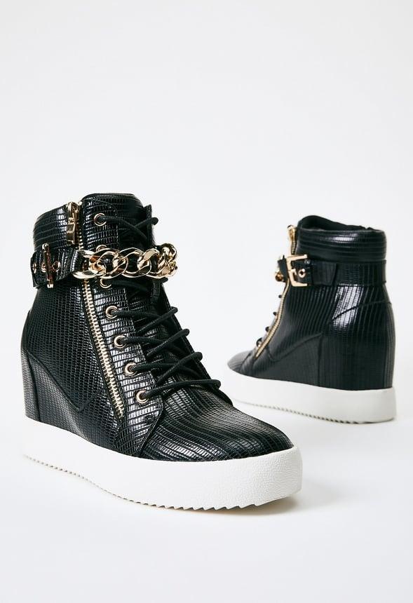 JustFab Margaux Platform Loafer Pump Womens Black/ White Size 8.5 Product Image