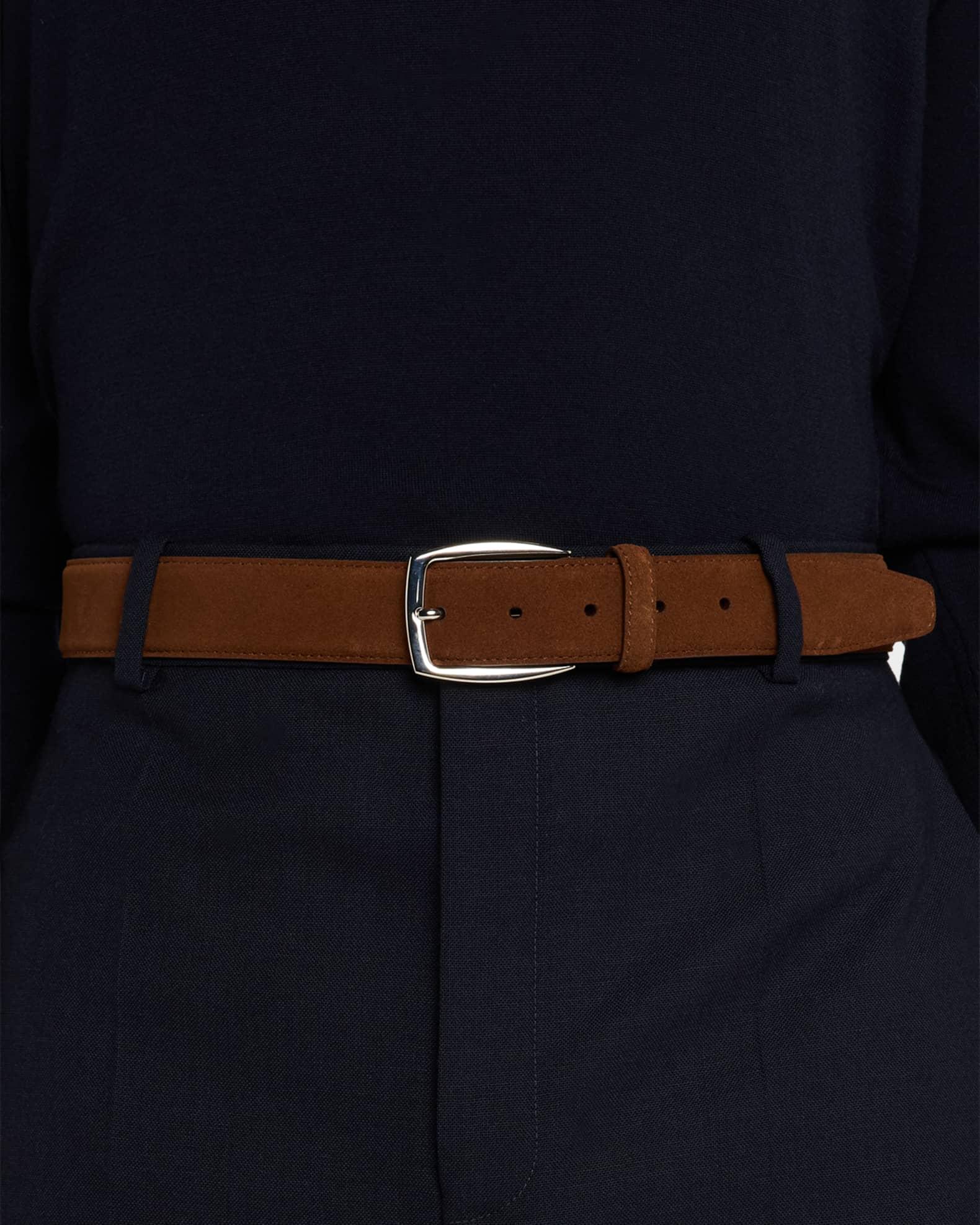 Men's Square-Buckle Suede Belt Product Image