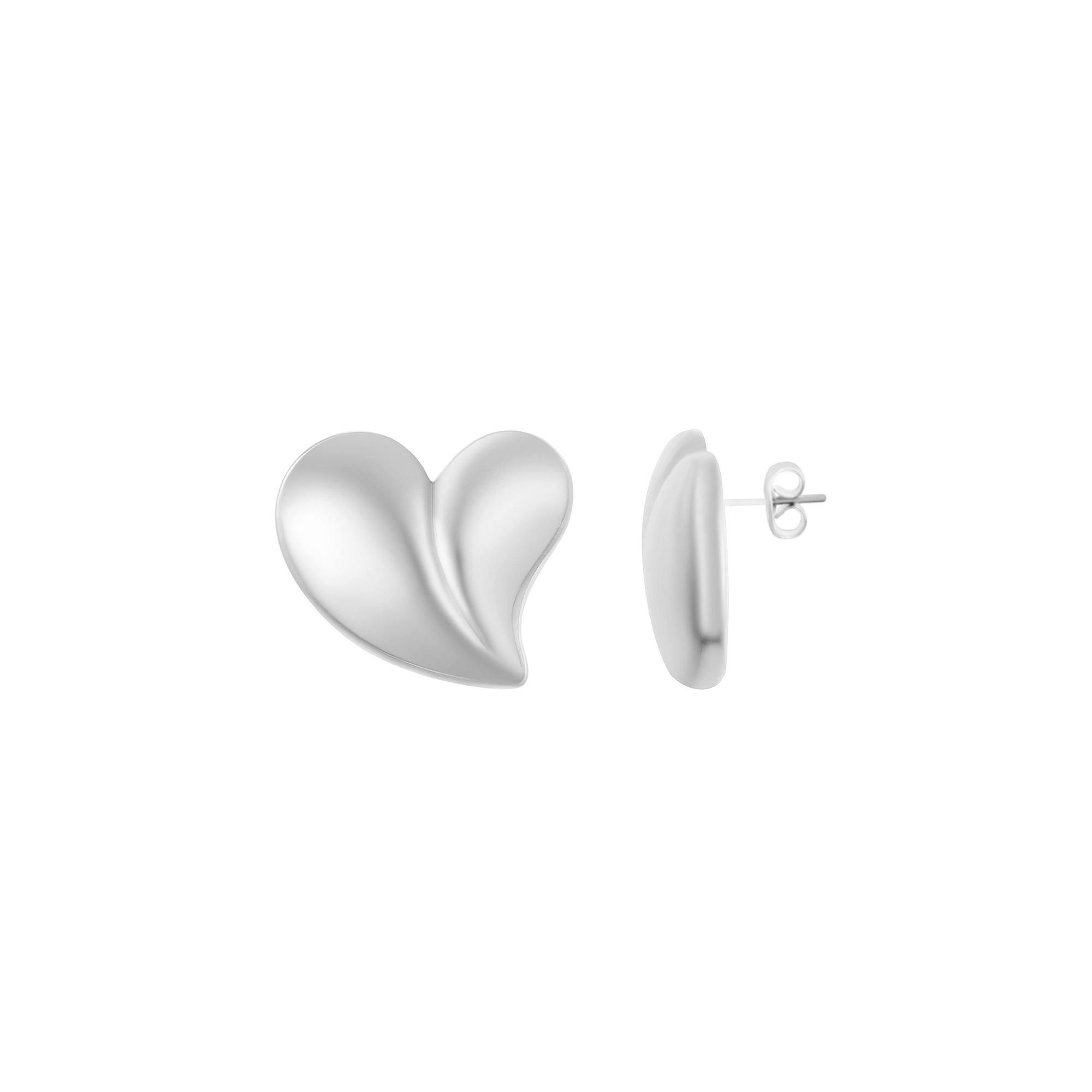 Adornia Oversized Puffy Heart Earrings, Womens, Silver Tone Product Image