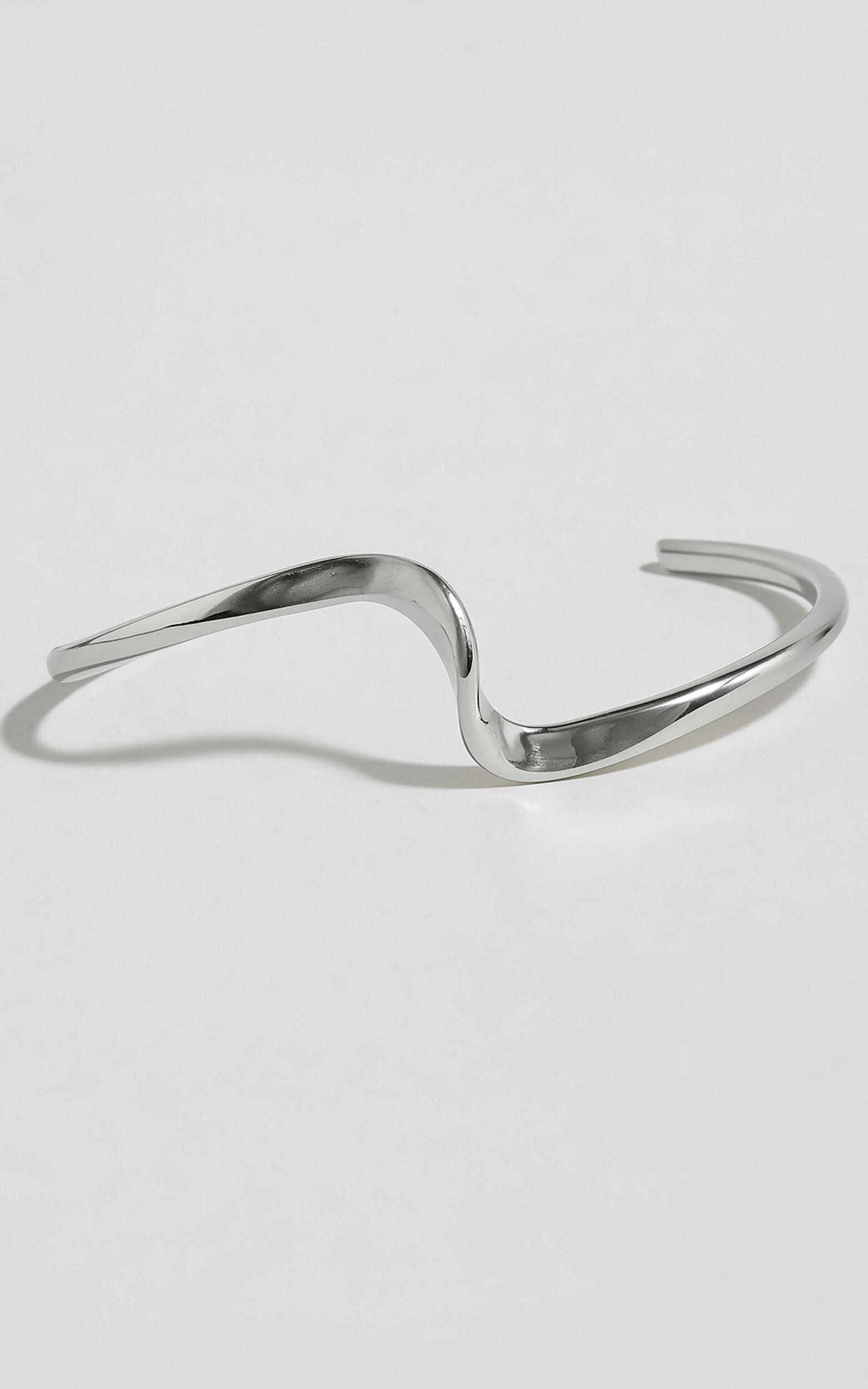 Ivy Irregular Shaped Bracelet Cuff in Silver Product Image