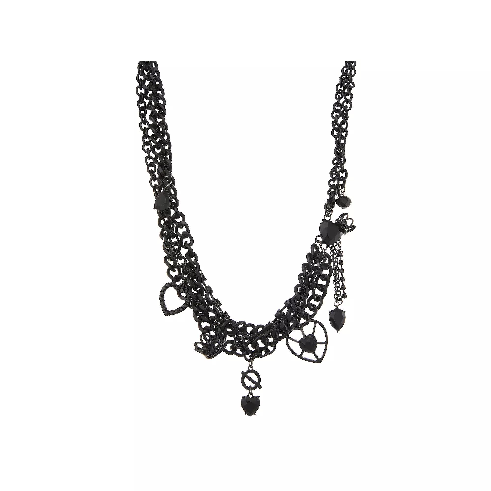 Simply Vera Vera Wang Jet Tone Statement Heart Collar Necklace, Women's, Black Product Image