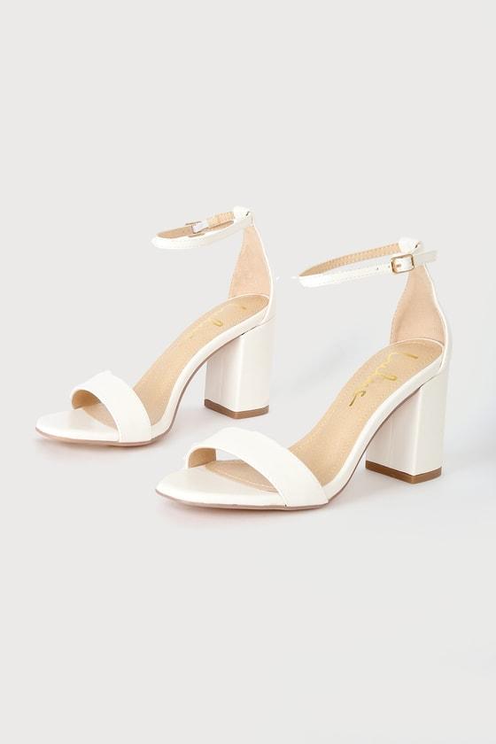 Arylee White Ankle Strap Heels Product Image