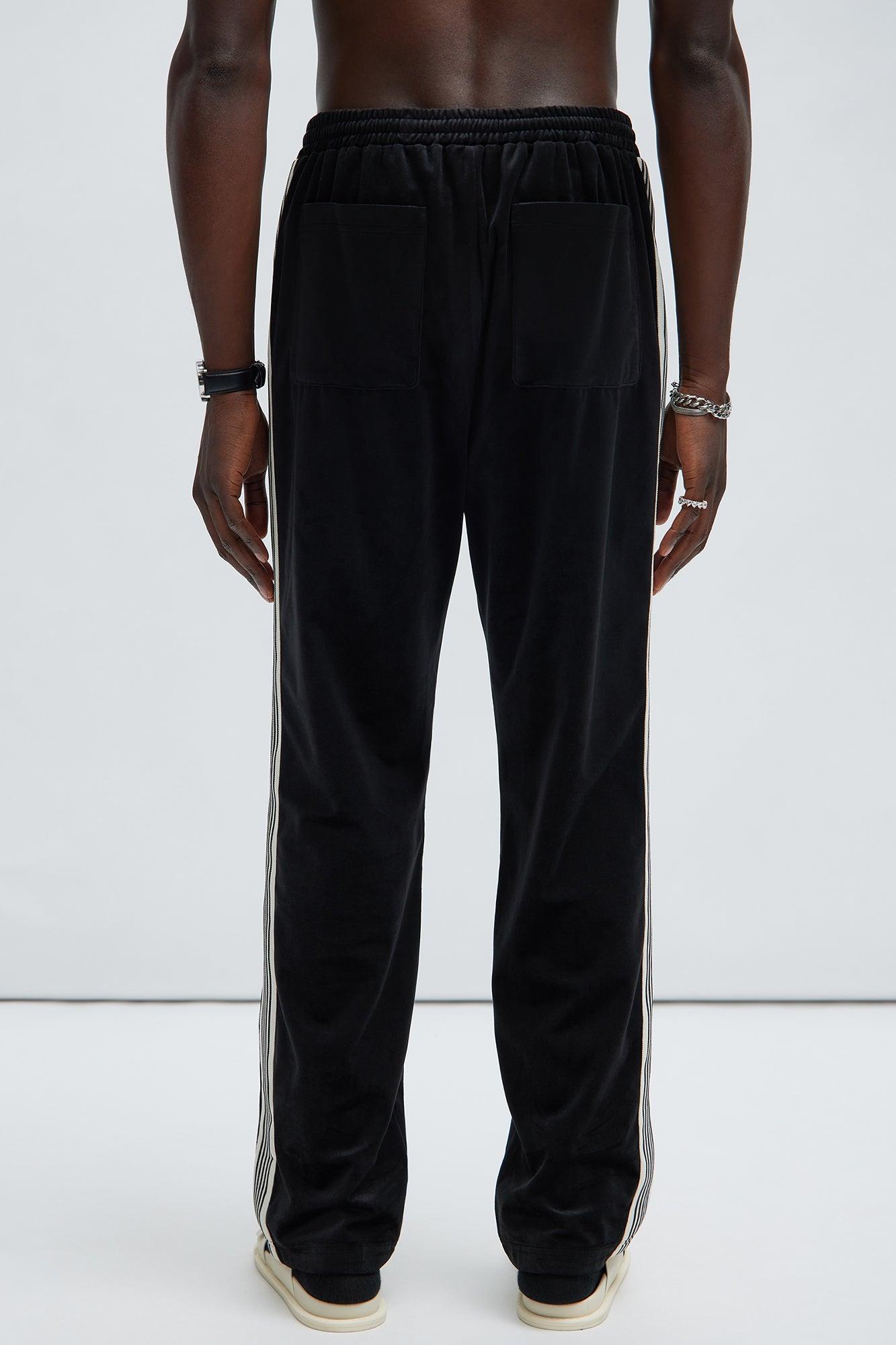 Up N' Down Velvet Track Pants - Black Product Image