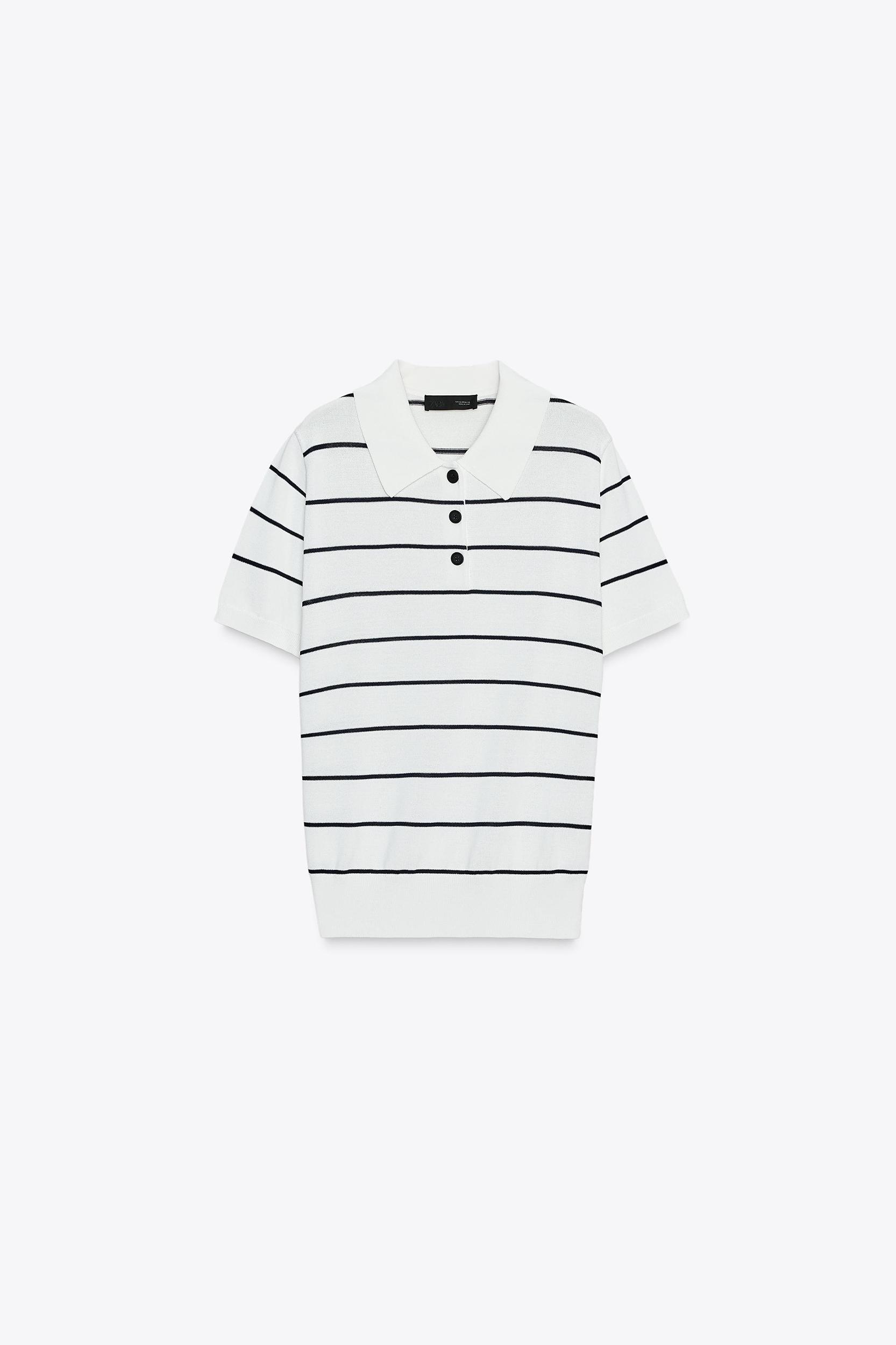 SHORT SLEEVE KNIT POLO TOP Product Image