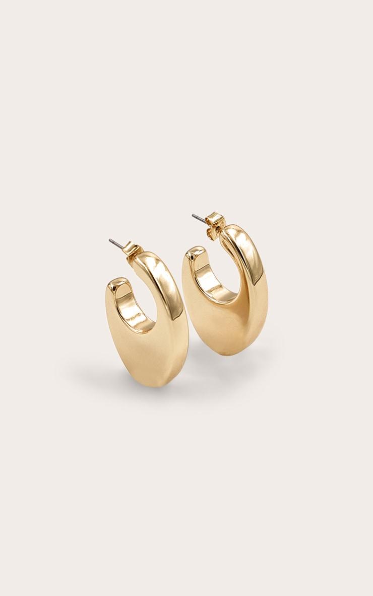  Gold Crescent Chunky Hoop Earrings Product Image