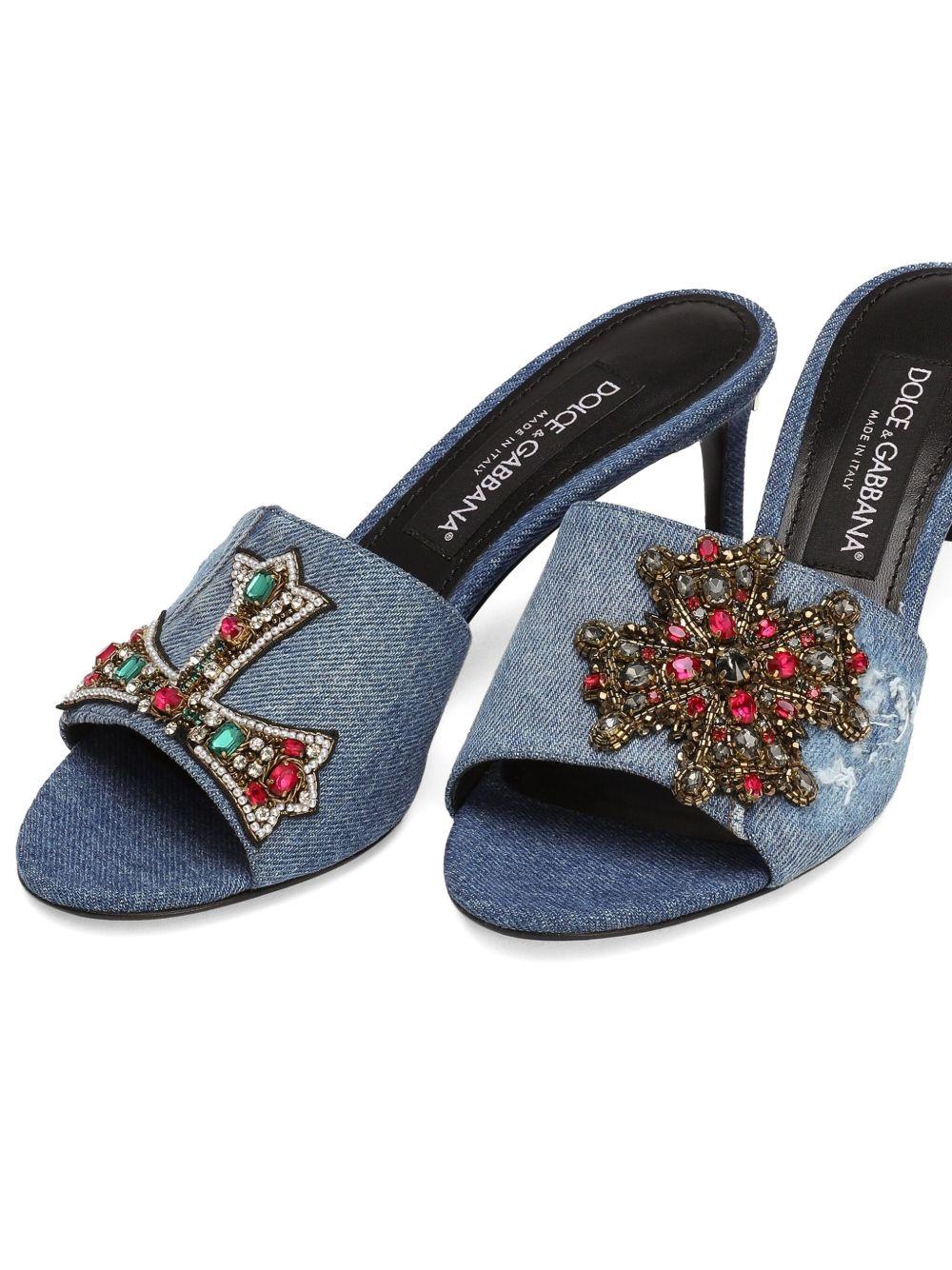 60mm embroidered denim mules Product Image