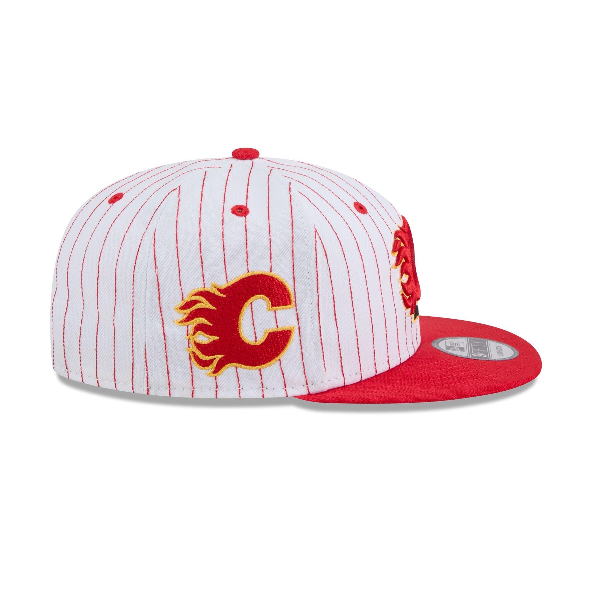 Calgary Flames Deceptor Pinstripe 9FIFTY Snapback Hat Male Product Image