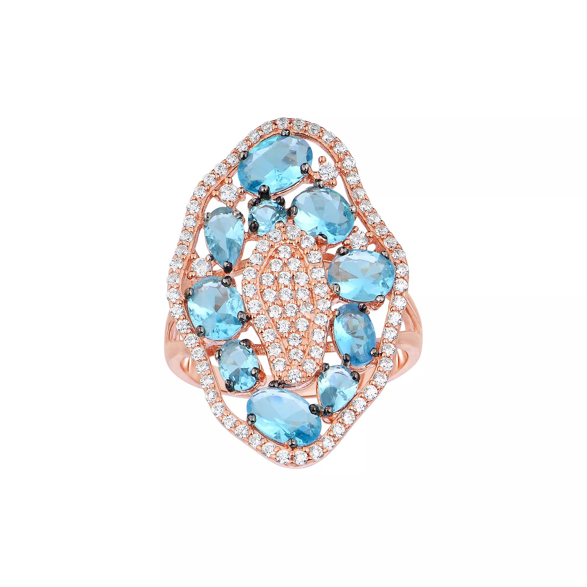 Oro Leoni Sterling Silver Cubic Zirconia Cluster Ring, Women's,  Product Image