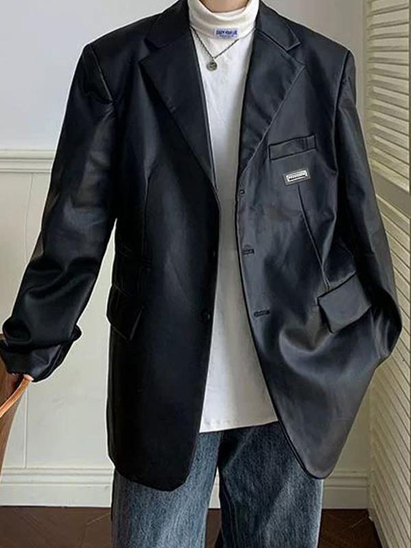 Men's Leather Jacket Blazer Product Image