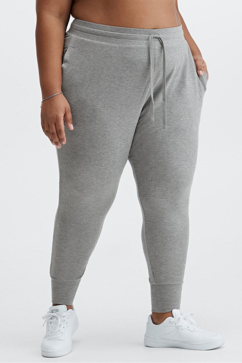 Fabletics Luxe Terry Jogger Womens Charcoal Heather Size S Product Image