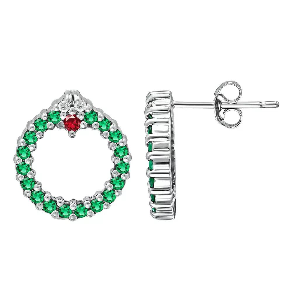 Aleure Precioso Cubic Zirconia Wreath Stud Earrings, Women's, Gold Tone Green Product Image