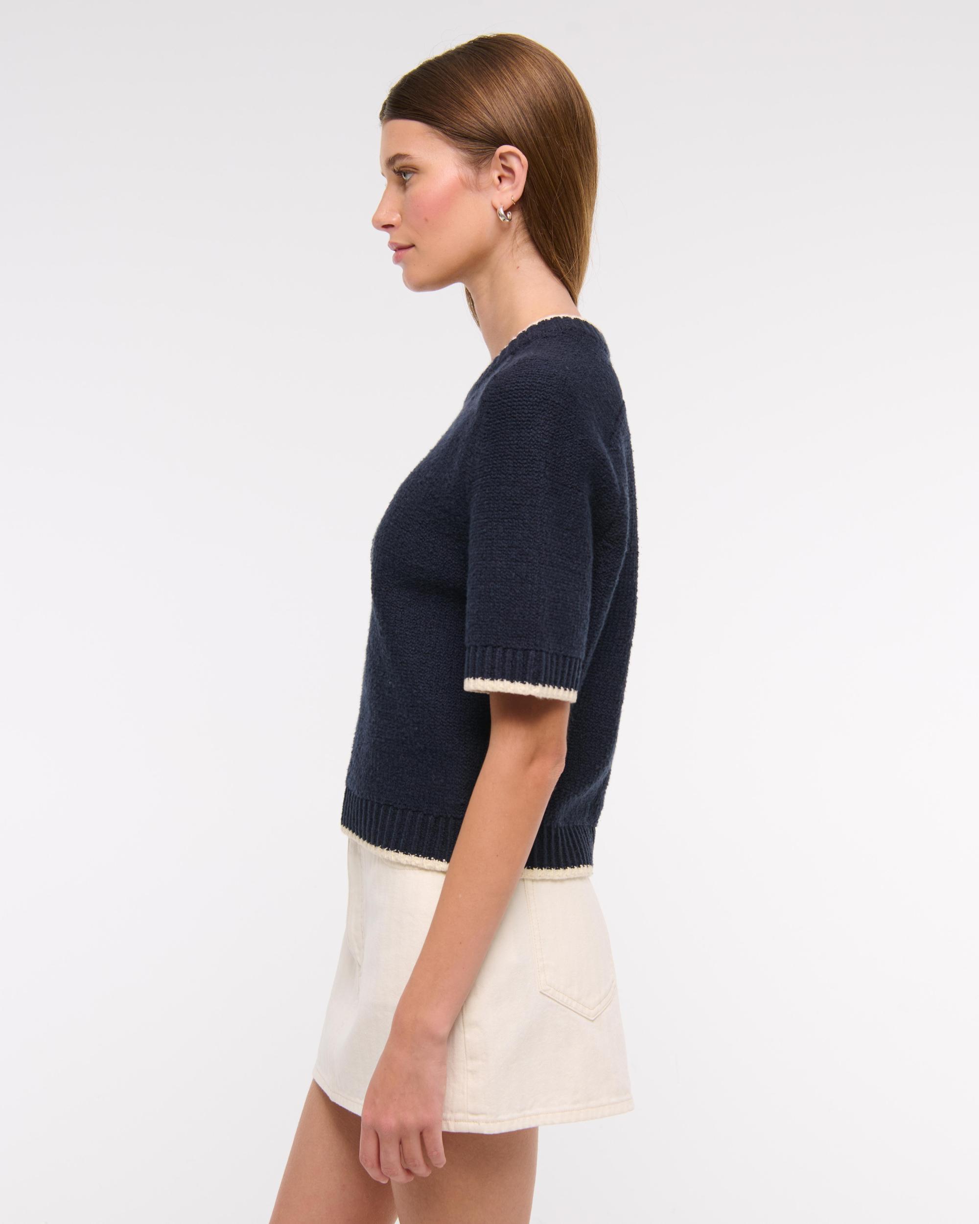 The A&F Madeline Textural Crew Sweater Tee Product Image