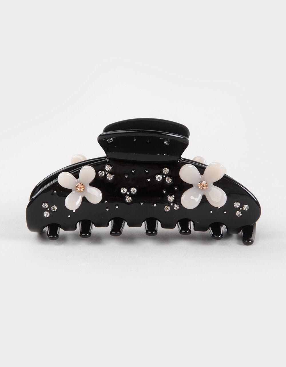 FULL TILT Floral/Rhinestone Claw Clip - BLACK Product Image