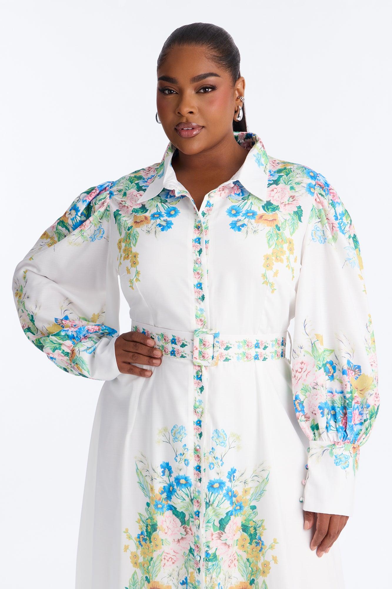 Izzy Floral Midi Dress - White/combo Female Product Image