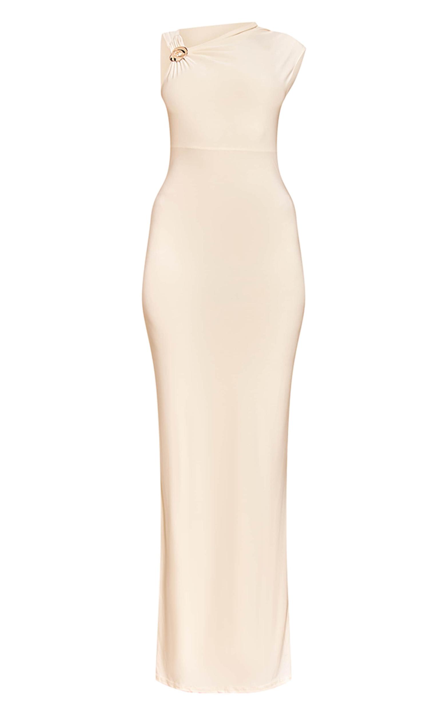 Buttercream Trim Detail Off The Shoulder Maxi Dress Product Image