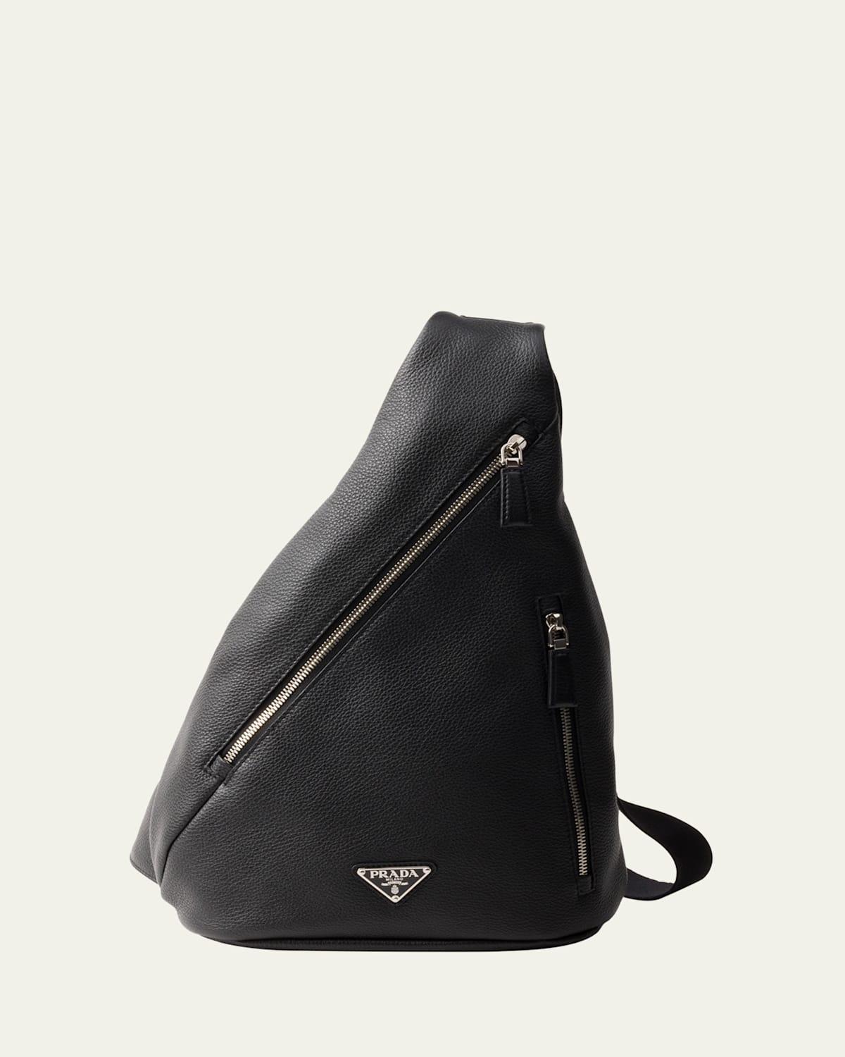 Mens Vitello Daino Leather Sling Backpack Product Image