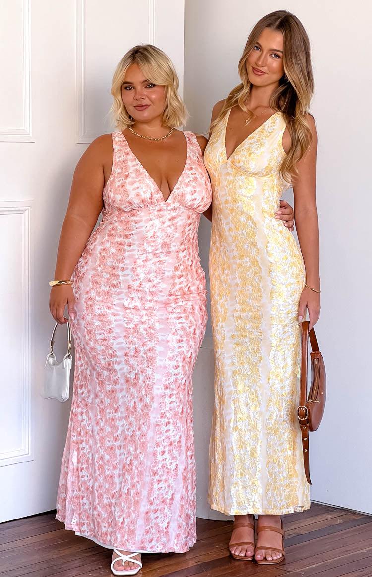 Farida Yellow Lace Maxi Dress Product Image