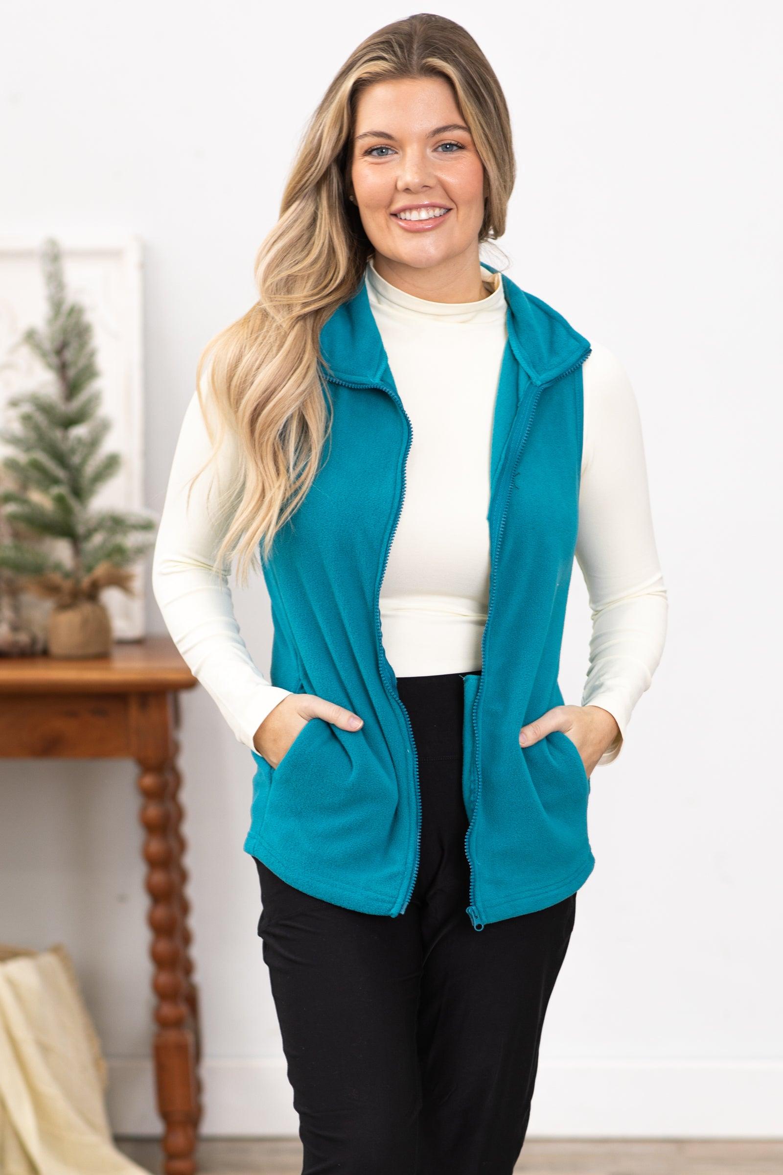 Teal Fleece Vest Product Image