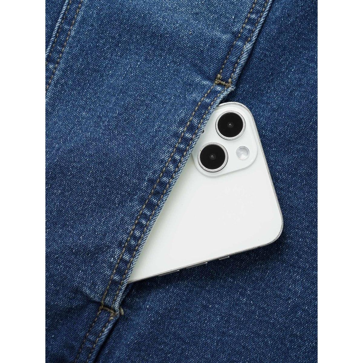 Women Stretch Denim Pockets Slim-Fit Jacket Midblue Plus Size Button Everyday Slanted pocket Casual Denim Jackets BloomChic 10/M Product Image