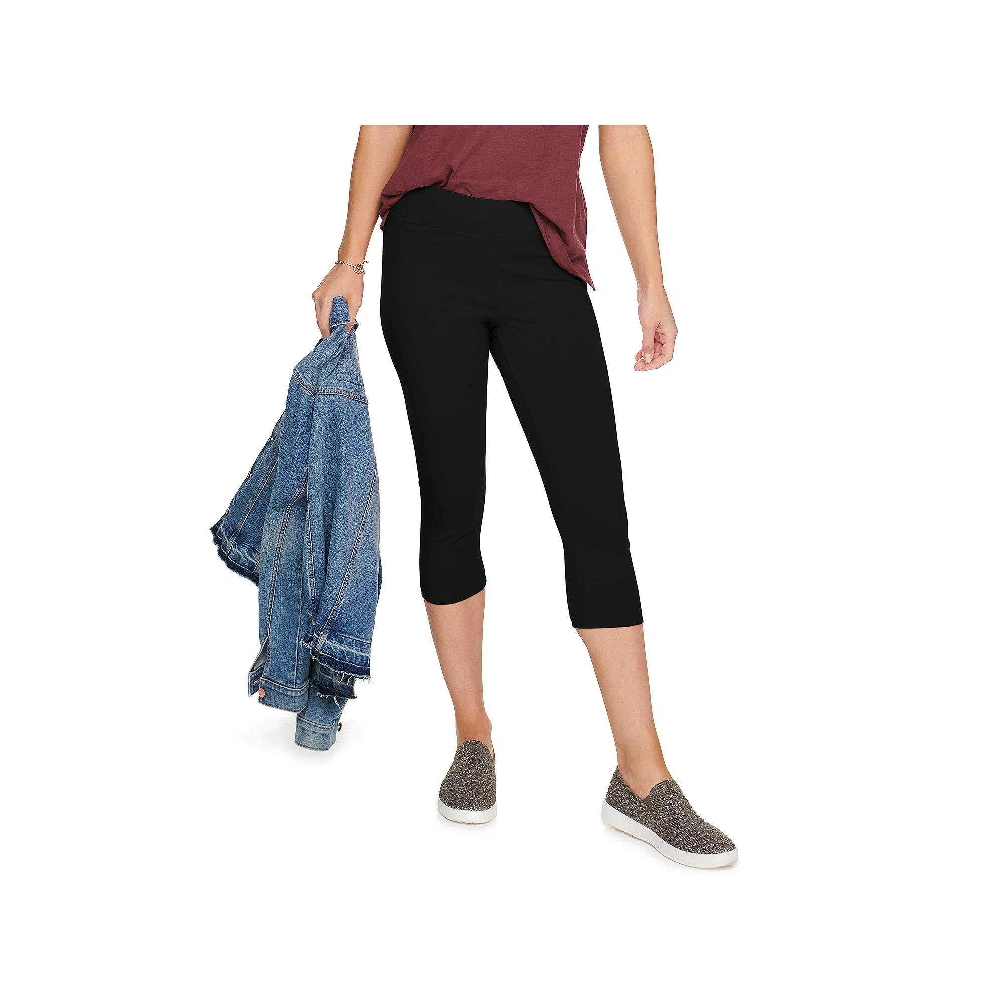 Women's Sonoma Goods For Life® Wide-Waistband Capri Leggings, Size: XS, Pitch Black Product Image