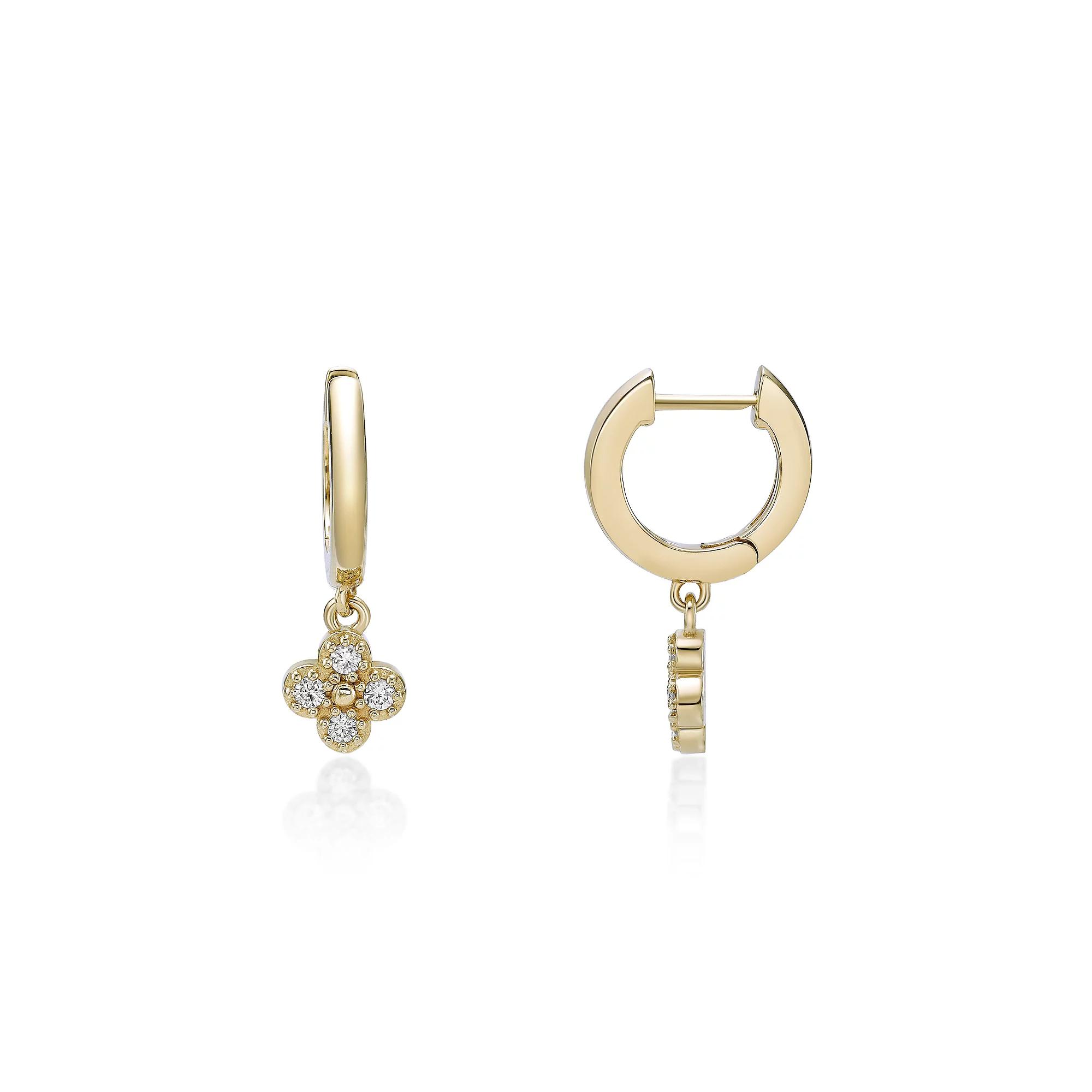 Gemminded 18k Gold Over Silver 1/10ct. T.W. Lab-Grown Diamond Hoop Drop Earrings, Women's, Gold Tone Product Image