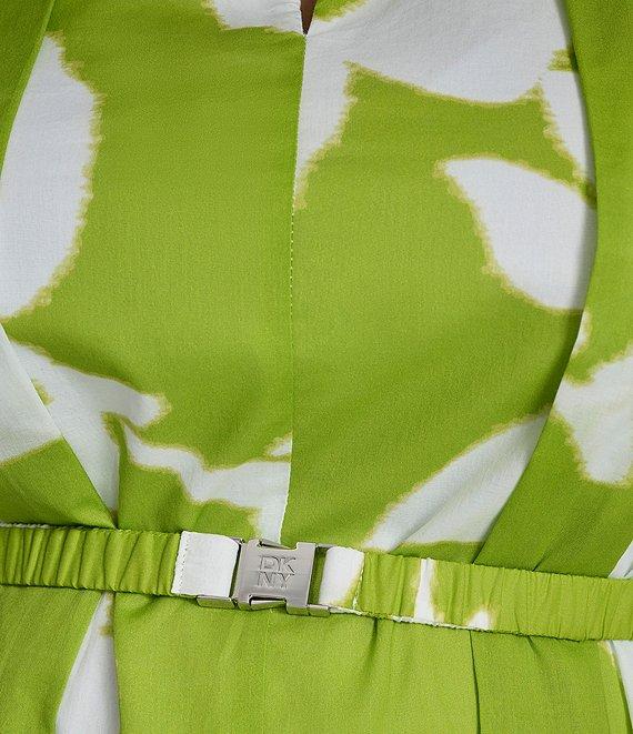 DKNY by Donna Karan Plus Size V-Neck Printed Fit and Flare Midi Dress Product Image