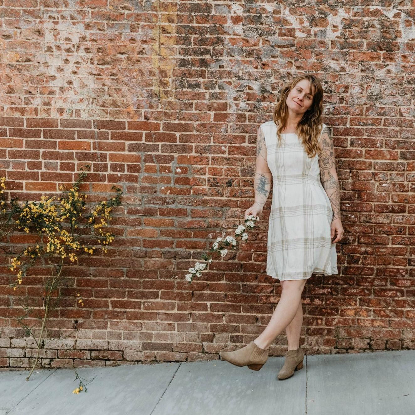 Pleiades Dress in Plaid Ivory Product Image