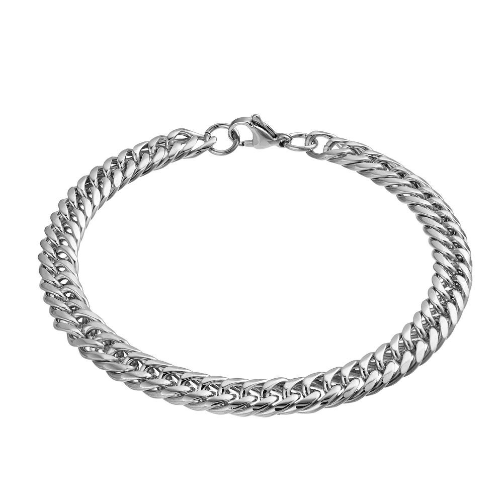 Kristen Kesho Stainless Steel Double Curb Chain Bracelet, Men's, Size: 9" Product Image