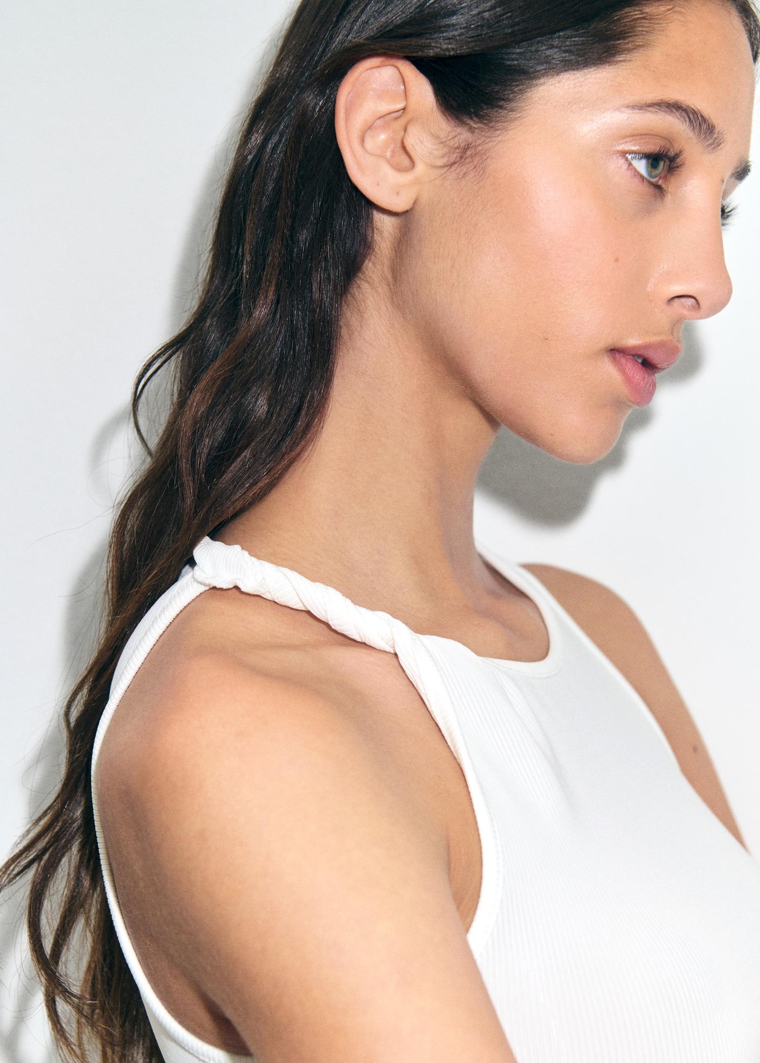Ribbed top with asymmetrical straps - Women | MANGO USA Product Image