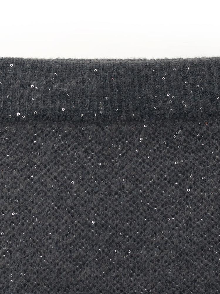 Mohair Wool Blend Sequins Women Midi Skirt Product Image