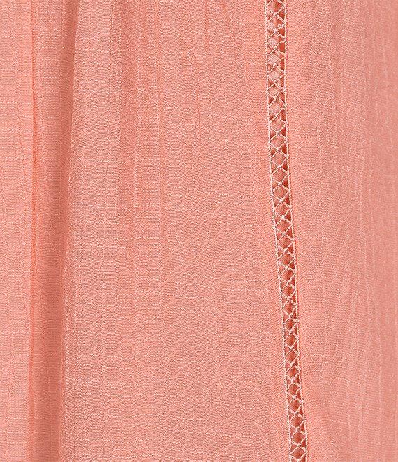 Figueroa & Flower Scoop Neck 3/4 Sleeve Lace Yoke Blouse Product Image