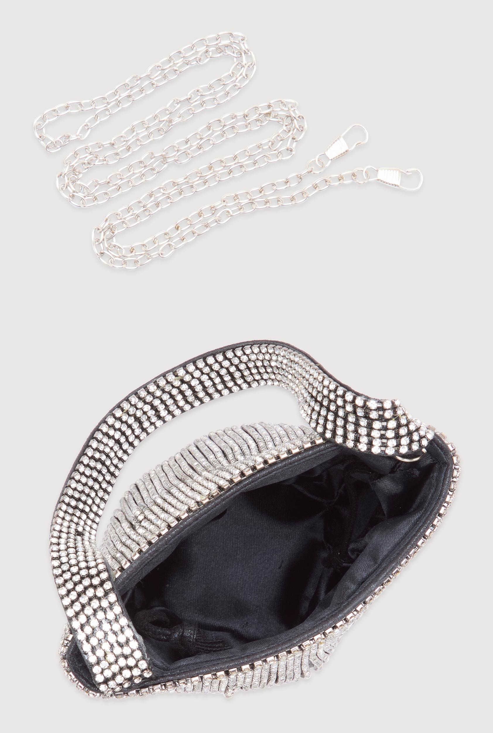 Rhinestone Fringe Crossbody Bucket Bag Unisex Product Image