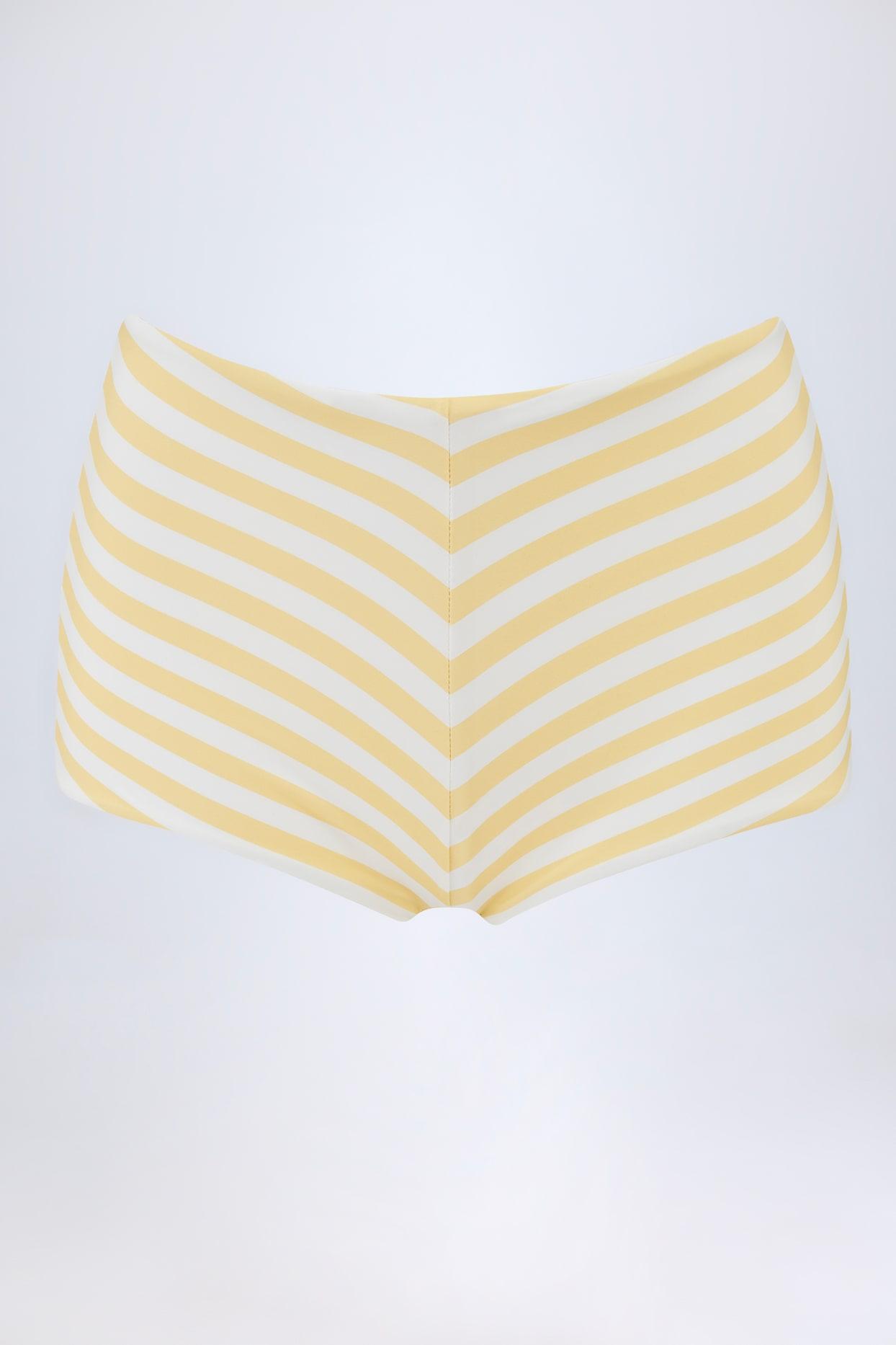 Mid-Rise Hot Pants in Lemon Yellow Stripe Product Image