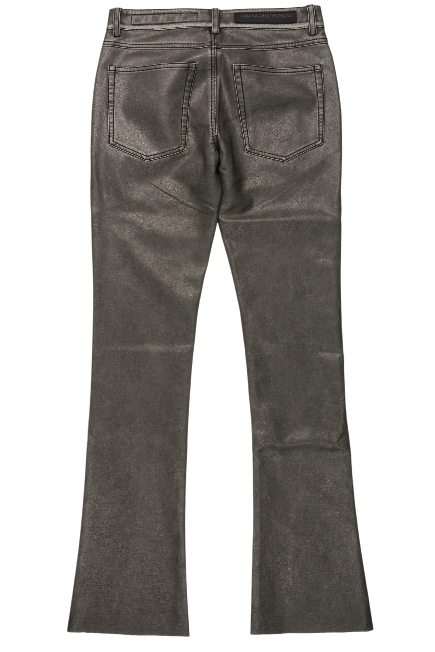 Deco Black Distressed PU Stacked Flare Jean Male Product Image